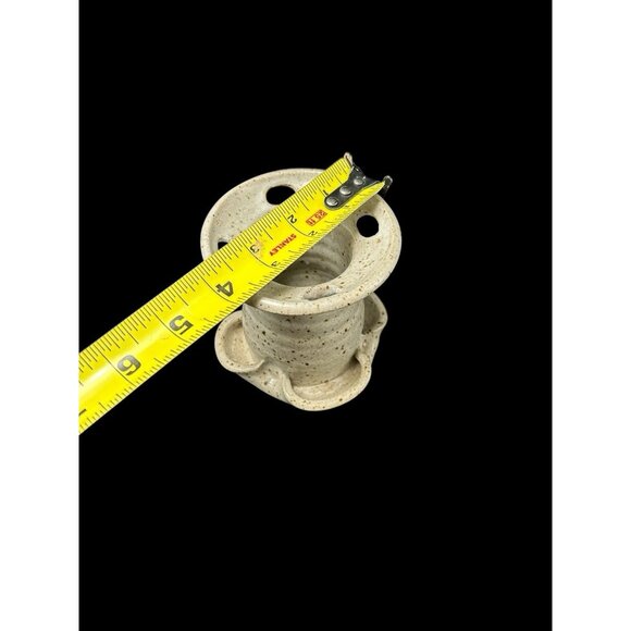 Hand thrown Pottery Stoneware 4 Slot Toothbrush Holder Natural w Brown Speckles - Picture 8 of 8